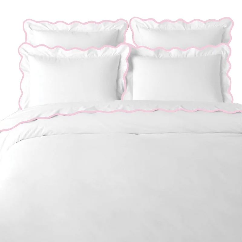 Down duvets with high - fill - power goose down for exceptional warmthScalloped Duvet Cover, Pink / White Down duvets with high - fill - power goose down for exceptional warmthScalloped Duvet Cover, Pink / White