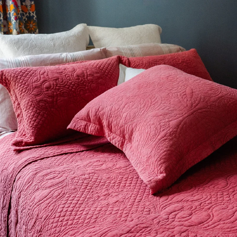 tropical style bedspreads with palm leaves and bright colors for a vacation - like vibeStonewash Cotton Terracotta Pillowshams and Cushions tropical style bedspreads with palm leaves and bright colors for a vacation - like vibeStonewash Cotton Terracotta Pillowshams and Cushions