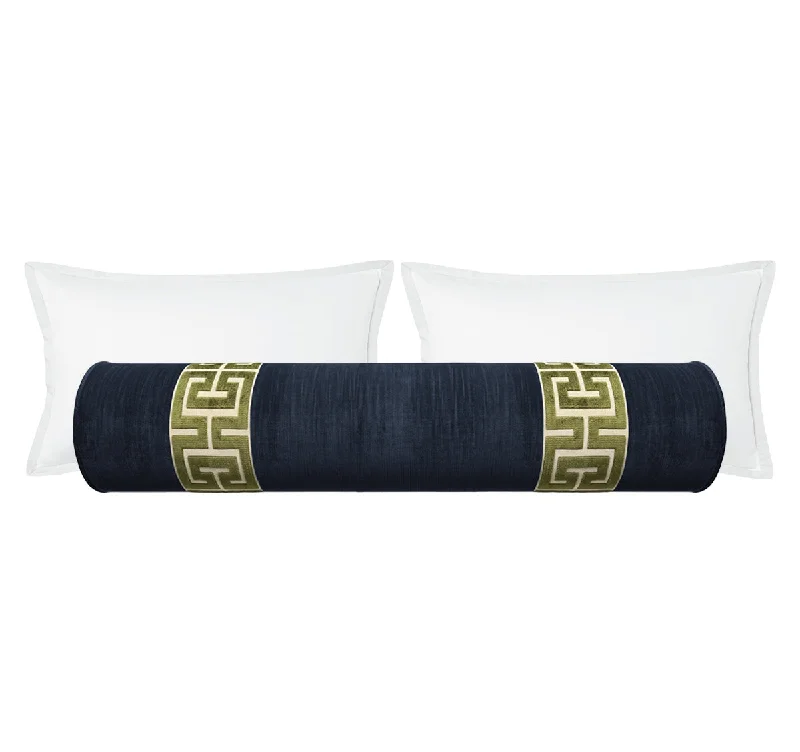 Bolsters for Sofa Beds to Enhance Comfort During UseTHE BOLSTER :: STRIE VELVET // NAVY BLUE + GREEK TRIM Bolsters for Sofa Beds to Enhance Comfort During UseTHE BOLSTER :: STRIE VELVET // NAVY BLUE + GREEK TRIM