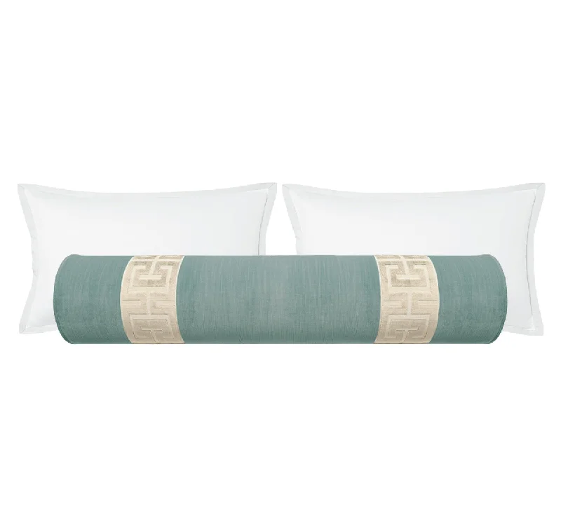 Bolsters for Hammocks to Provide Neck and Back SupportTHE BOLSTER :: STRIE VELVET // SPA BLUE + GREEK TRIM Bolsters for Hammocks to Provide Neck and Back SupportTHE BOLSTER :: STRIE VELVET // SPA BLUE + GREEK TRIM