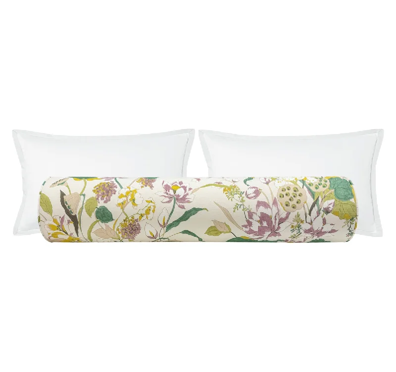 Decorative Bolsters with Embroidered Patterns for BedroomTHE BOLSTER :: WATERLILY // LILAC Decorative Bolsters with Embroidered Patterns for BedroomTHE BOLSTER :: WATERLILY // LILAC