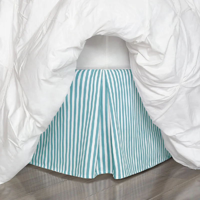 Bed skirts for beds with a decorative - carved framets for water beds to give them a more traditional lookThe Turquoise Striped Pleated Bed Skirt Bed skirts for beds with a decorative - carved framets for water beds to give them a more traditional lookThe Turquoise Striped Pleated Bed Skirt