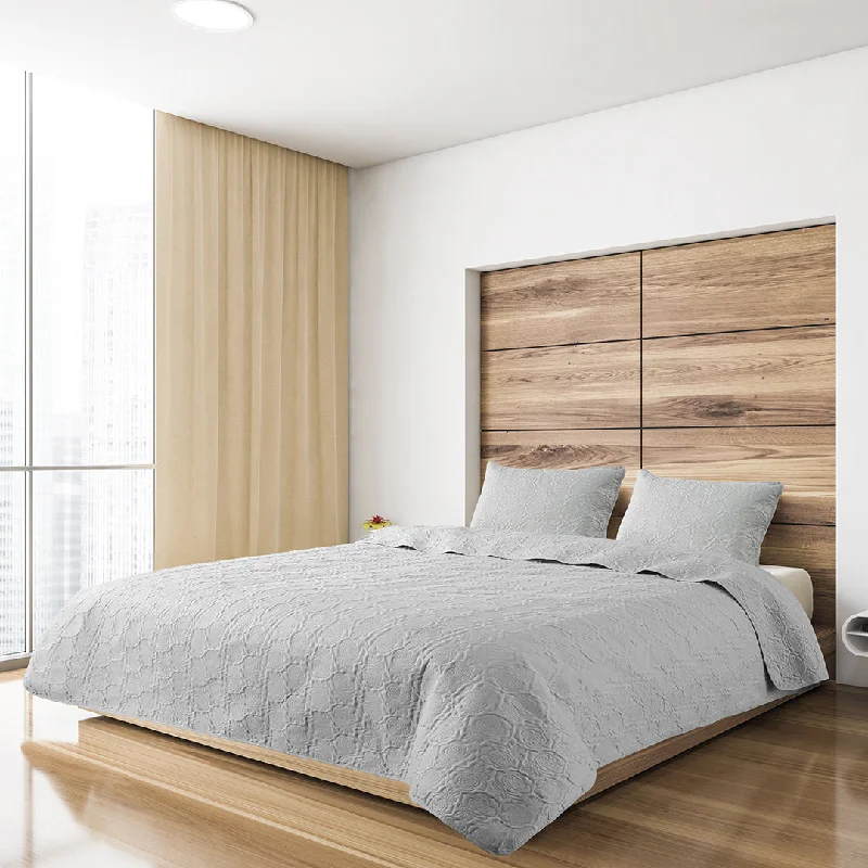 mid - century modern bedspreads with iconic shapes and colors for a stylish spaceUltrasonic Quilted Microfiber Bedspread Set - Misty Grey mid - century modern bedspreads with iconic shapes and colors for a stylish spaceUltrasonic Quilted Microfiber Bedspread Set - Misty Grey