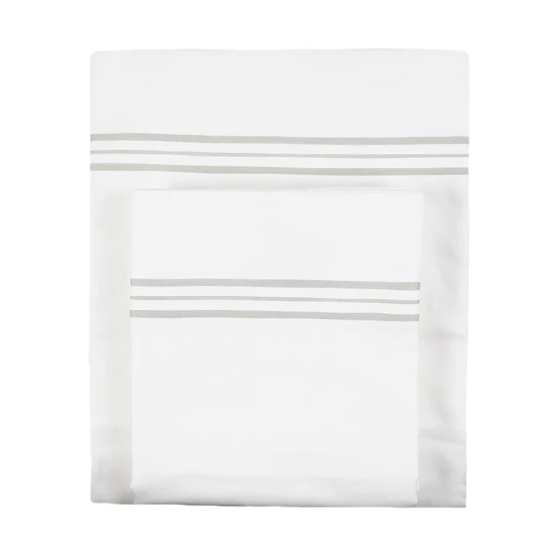 King - Size Sheet Sets with a Decorative Pillow SetHem Stripe White & Taupe Sheet Sets by Ann Gish King - Size Sheet Sets with a Decorative Pillow SetHem Stripe White & Taupe Sheet Sets by Ann Gish