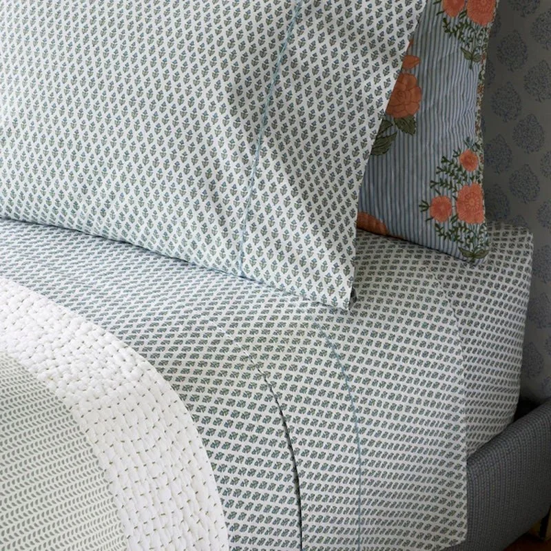 Quilted Cotton Sheets for a Warm and Inviting BedCala Sage Green Organic Cotton Sheets by John Robshaw Quilted Cotton Sheets for a Warm and Inviting BedCala Sage Green Organic Cotton Sheets by John Robshaw