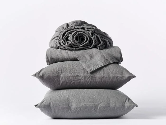 Flat Sheets with a High - Quality Finish for a Luxurious LookSlate Organic Relaxed Linen Sheet Sets by Coyuchi Flat Sheets with a High - Quality Finish for a Luxurious LookSlate Organic Relaxed Linen Sheet Sets by Coyuchi