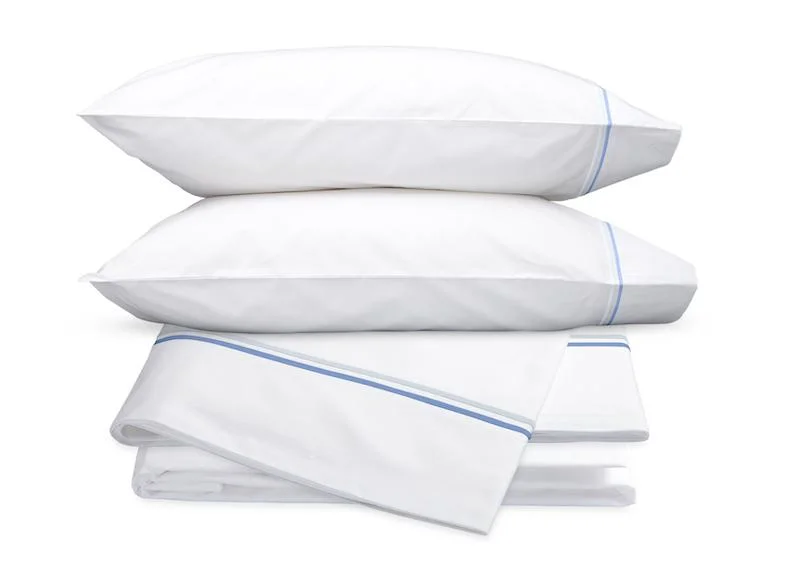 Queen - Size Sheet Sets with a European Pillowcase SetEssex Azure Embroidered Hotel Sheet Set by Matouk Queen - Size Sheet Sets with a European Pillowcase SetEssex Azure Embroidered Hotel Sheet Set by Matouk