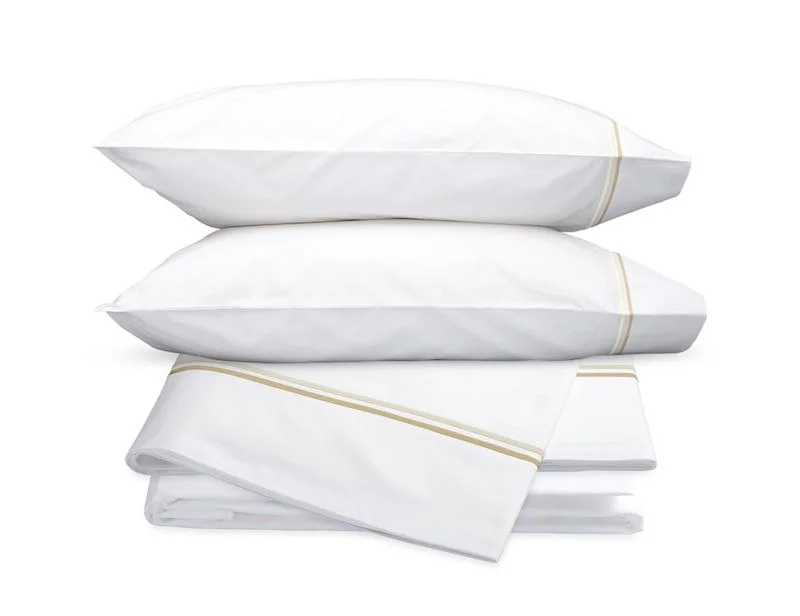 Queen - Size Sheet Sets with a European Pillowcase SetEssex Champagne Embroidered Hotel Sheet Set by Matouk Queen - Size Sheet Sets with a European Pillowcase SetEssex Champagne Embroidered Hotel Sheet Set by Matouk
