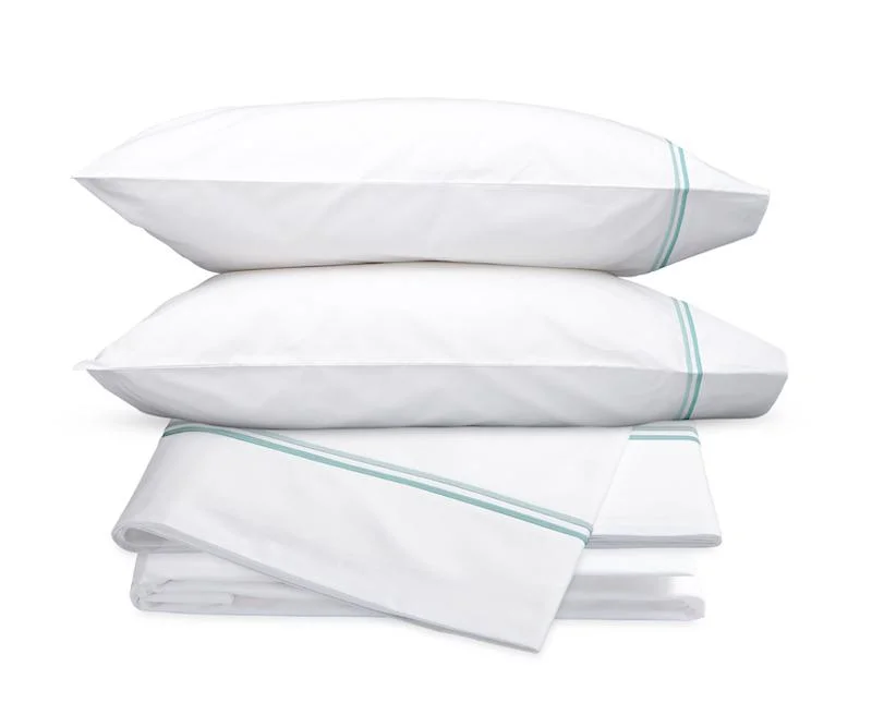 Moisture - Wicking Cotton Sheets for a Dry and Comfortable SleepEssex Lagoon Embroidered Hotel Sheet Set by Matouk Moisture - Wicking Cotton Sheets for a Dry and Comfortable SleepEssex Lagoon Embroidered Hotel Sheet Set by Matouk