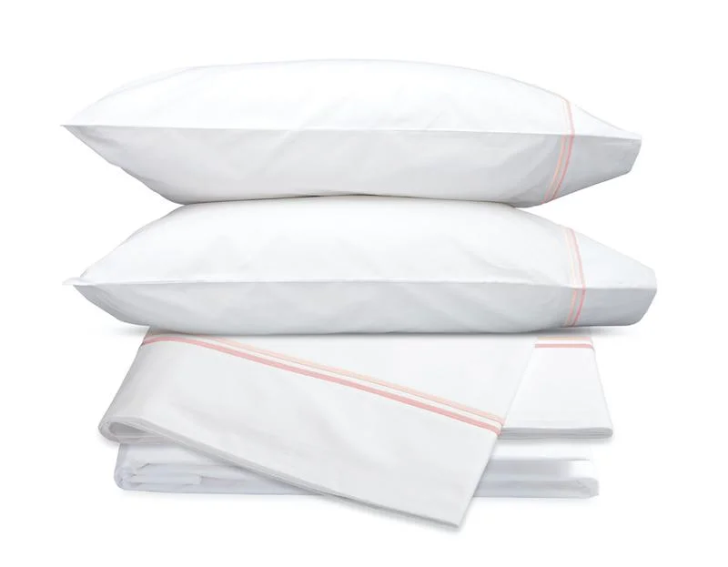 Wrinkle - Free Polyester Sheets for a Low - Maintenance BedEssex Pink Embroidered Hotel Sheet Set by Matouk Wrinkle - Free Polyester Sheets for a Low - Maintenance BedEssex Pink Embroidered Hotel Sheet Set by Matouk