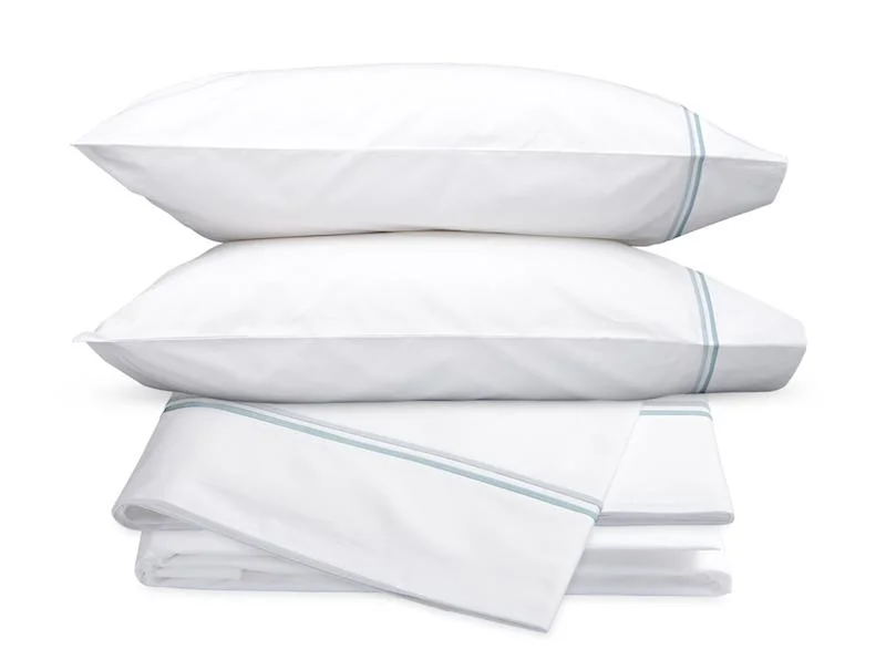 Thermal - Regulating Bamboo Sheets for All - Season ComfortEssex Pool Embroidered Hotel Sheet Set by Matouk Thermal - Regulating Bamboo Sheets for All - Season ComfortEssex Pool Embroidered Hotel Sheet Set by Matouk