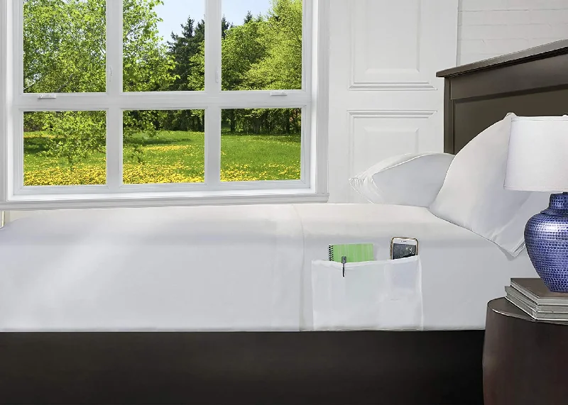 King - Size Sheet Sets with a Decorative Pillow SetWhite Fitted Sheet with Storage Pockets 12" Extra Deep 200 Tc King - Size Sheet Sets with a Decorative Pillow SetWhite Fitted Sheet with Storage Pockets 12" Extra Deep 200 Tc