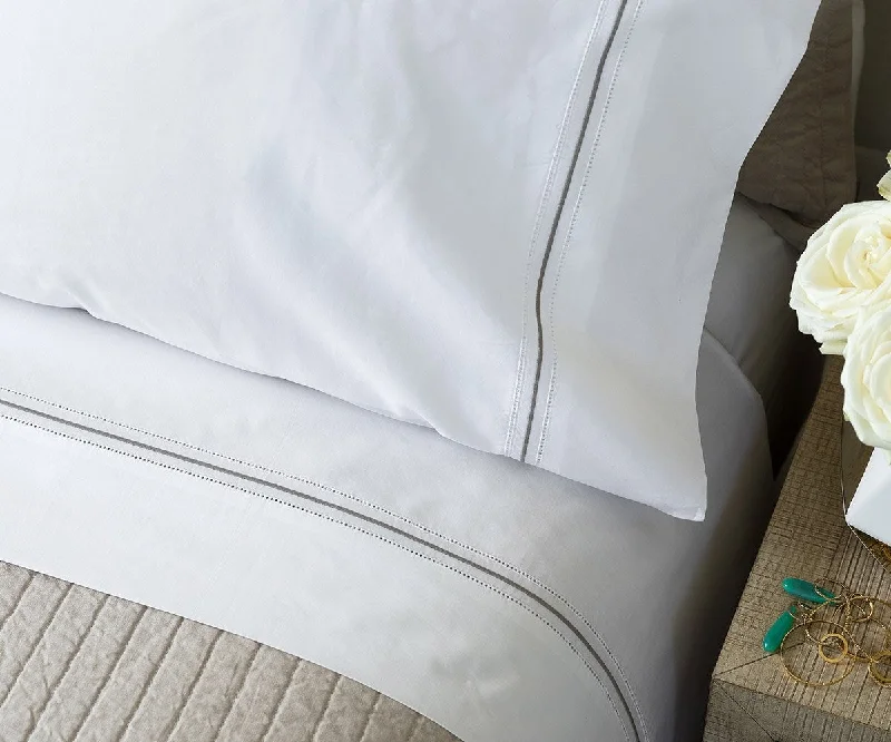Anti - Pill Microfiber Sheets for a Smooth AppearanceBella White with Raffia Sheet Set by Lili Alessandra Anti - Pill Microfiber Sheets for a Smooth AppearanceBella White with Raffia Sheet Set by Lili Alessandra