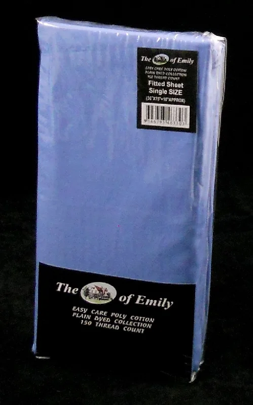 Jersey - Knit Sheets for a Comfortable and Casual BedMid Blue Single Fitted Sheet 10" Depth Poly Cotton Jersey - Knit Sheets for a Comfortable and Casual BedMid Blue Single Fitted Sheet 10" Depth Poly Cotton