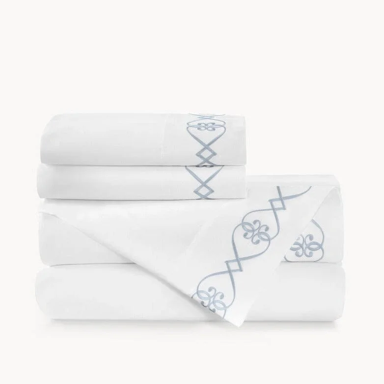 Flat Sheets with a High - Quality Finish for a Luxurious LookConcerto Sky Sheets by Peacock Alley Flat Sheets with a High - Quality Finish for a Luxurious LookConcerto Sky Sheets by Peacock Alley