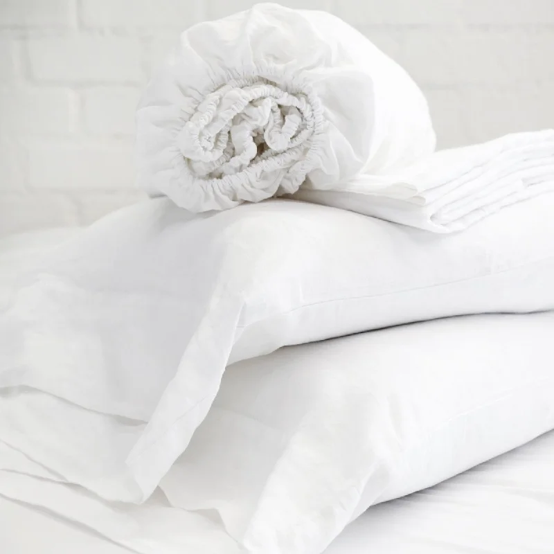 Queen - Size Sheet Sets with a European Pillowcase SetWhite Linen Sheet Sets