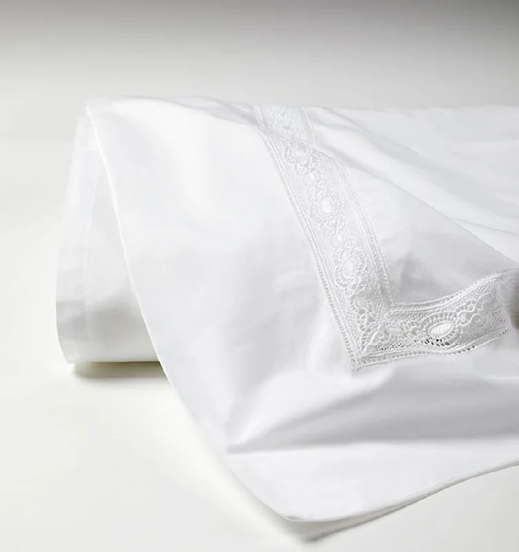 Anti - Pill Microfiber Sheets for a Smooth AppearanceWhite Giza 45 Lace Sheet Set by Sferra Anti - Pill Microfiber Sheets for a Smooth AppearanceWhite Giza 45 Lace Sheet Set by Sferra