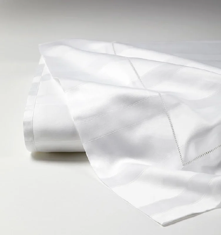 Linen - Cotton Blend Sheets for a Natural and Versatile OptionWhite Giza 45 Stripe Sateen Sheet Set by Sferra Linen - Cotton Blend Sheets for a Natural and Versatile OptionWhite Giza 45 Stripe Sateen Sheet Set by Sferra