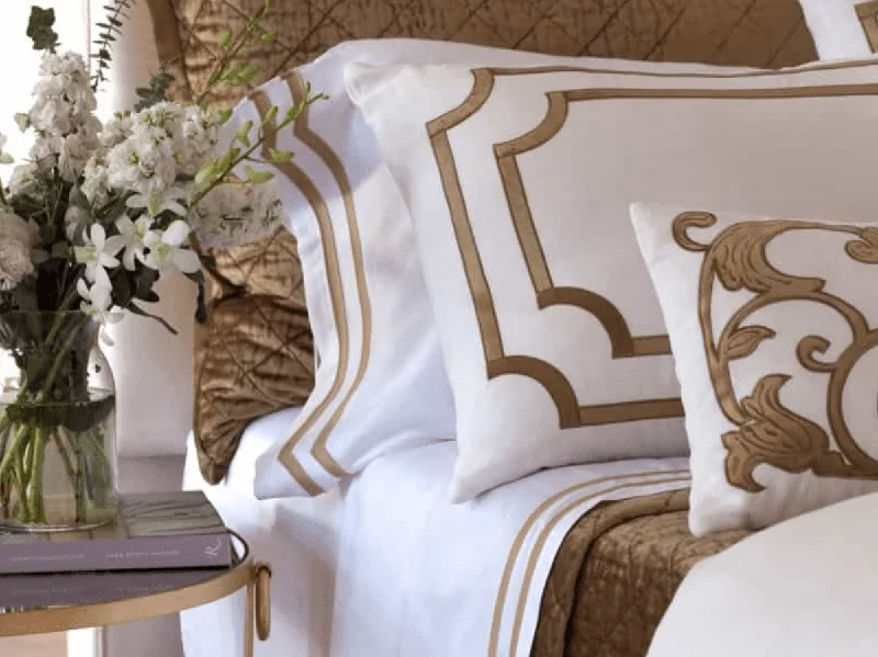 Fitted Sheets with Reinforced Corners for Long - Lasting UseSoho White and Straw Sheets by Lili Alessandra